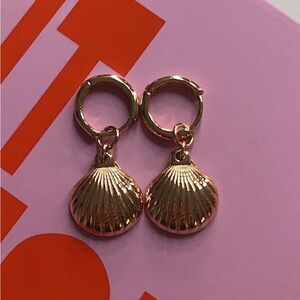 Gold Shell Hoop Earrings